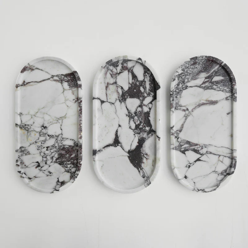 Luxury Calacatta Marble Oval Tray | Elegant Vanity & Jewelry Organizer