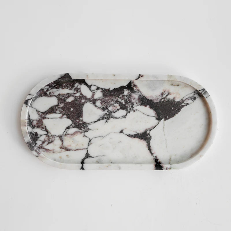 Luxury Calacatta Marble Oval Tray | Elegant Vanity & Jewelry Organizer