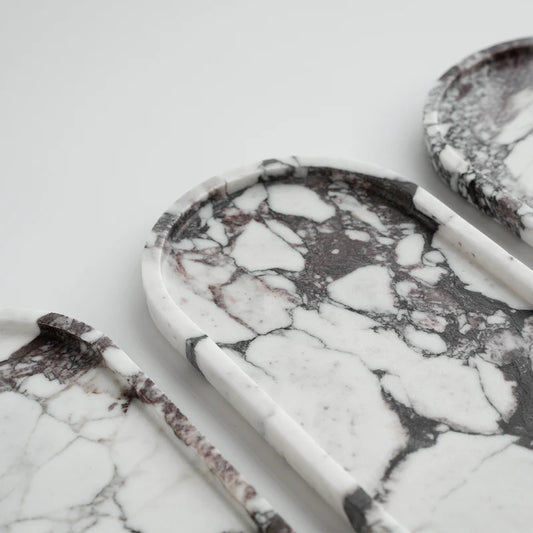 Luxury Calacatta Marble Oval Tray | Elegant Vanity & Jewelry Organizer