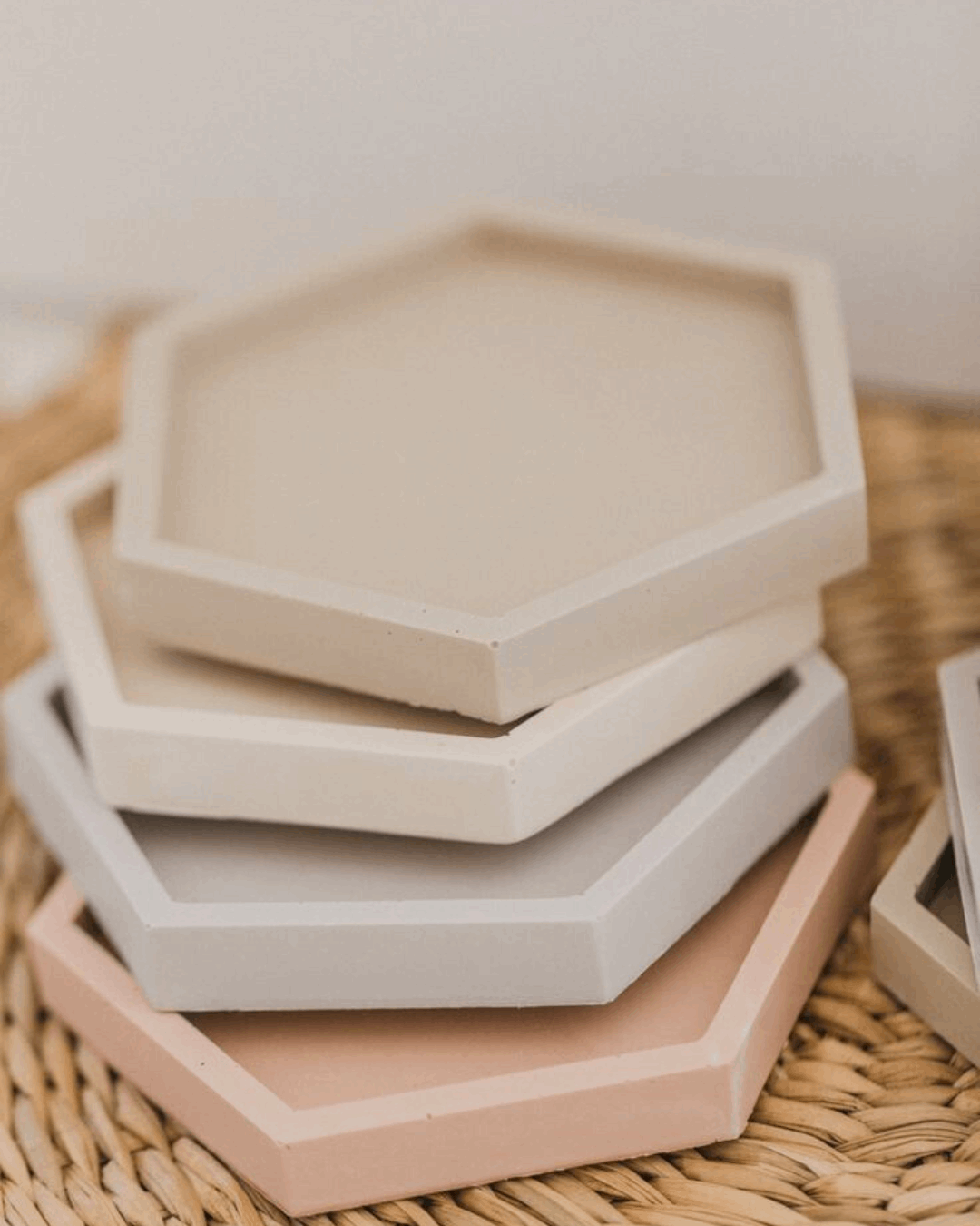 Handmade Hexagon Coasters – Modern Minimalist Grey Stone Drink Coasters