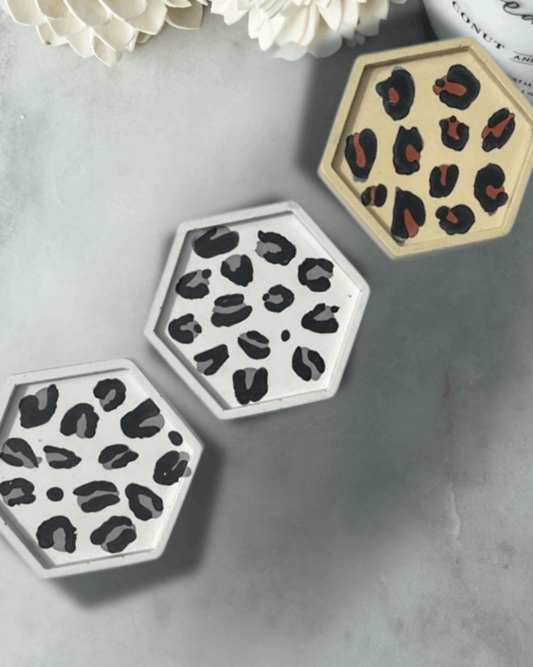 Handmade Hexagon Coasters – Modern Minimalist Grey Stone Drink Coasters