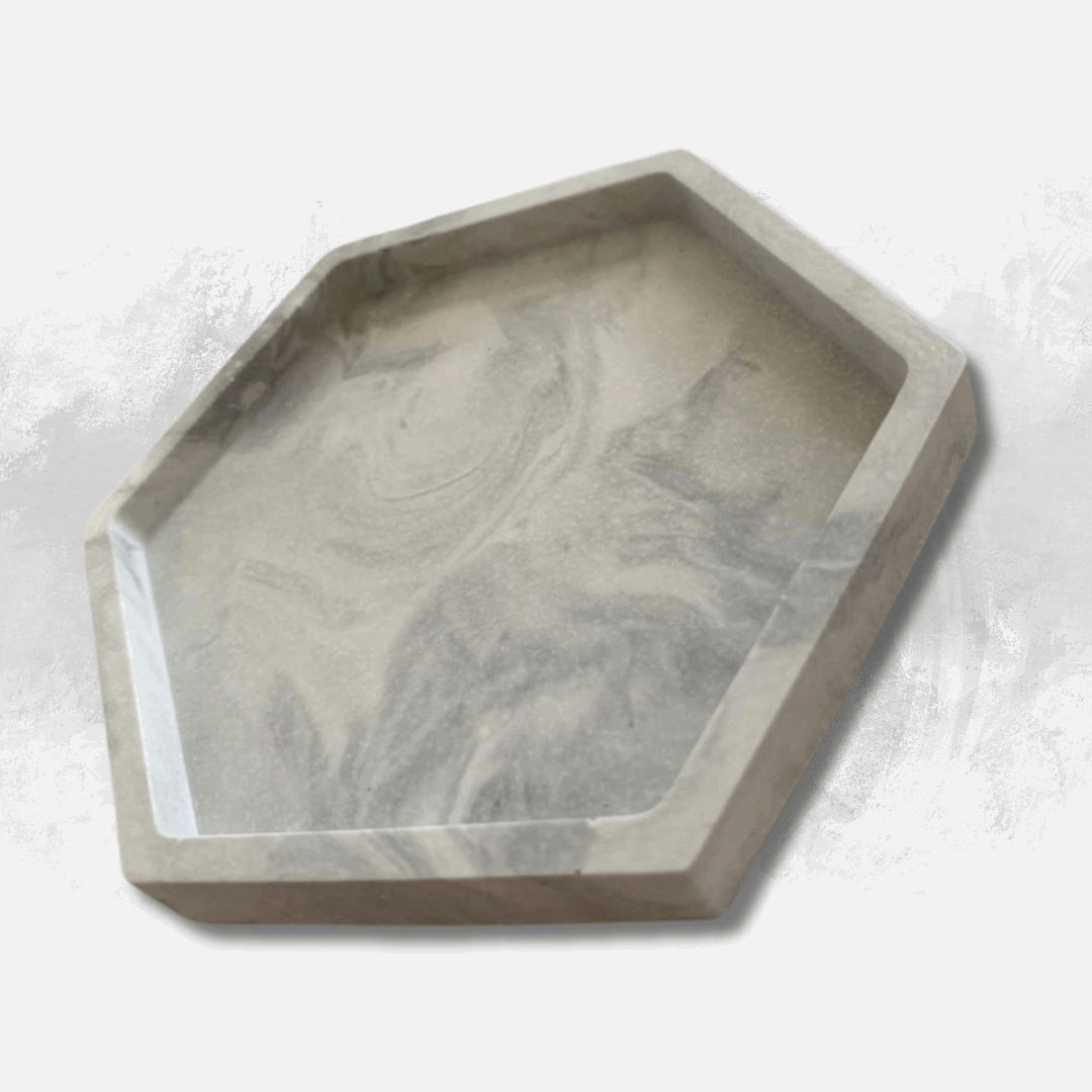 Handmade Hexagon Coasters – Modern Minimalist Grey Stone Drink Coasters