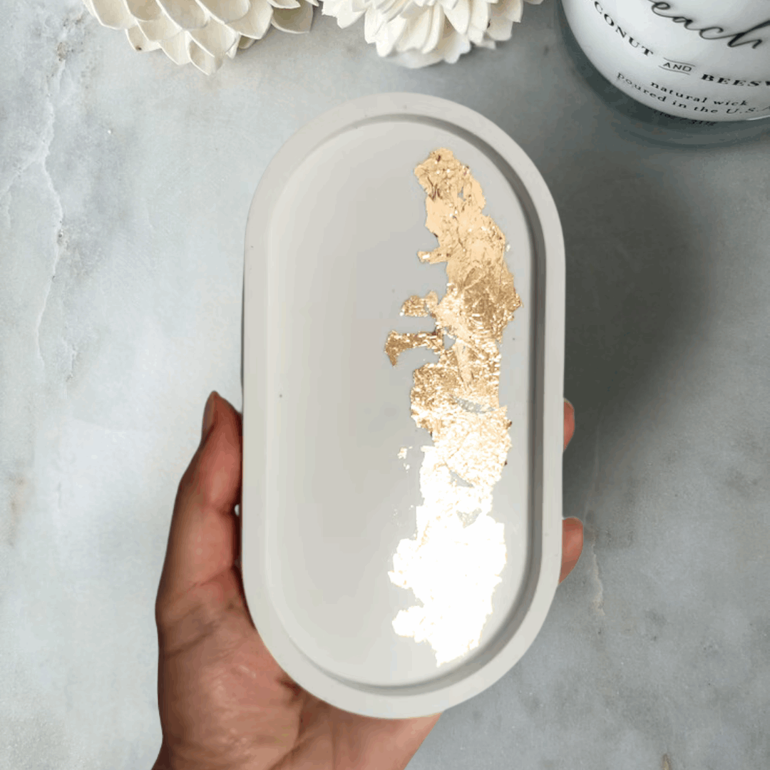 Handmade Gold Leaf  Oval Tray | Luxury Jewelry & Vanity Organizer