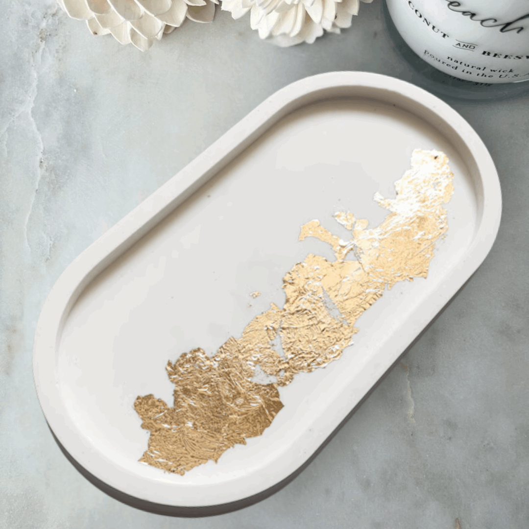 Handmade Gold Leaf  Oval Tray | Luxury Jewelry & Vanity Organizer