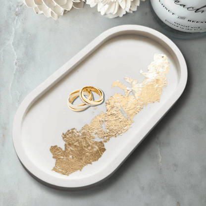 Handmade Gold Leaf  Oval Tray | Luxury Jewelry & Vanity Organizer