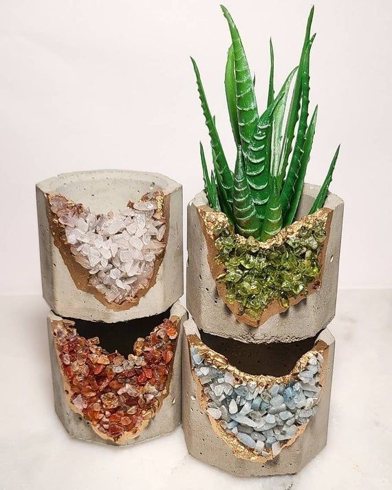 Handmade Marble-Effect Gypsum Planter Set – Elegant Succulent & Indoor Plant Pots