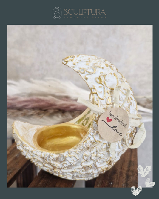 Luxury Handmade Crescent Moon Gypsum Candle Holder